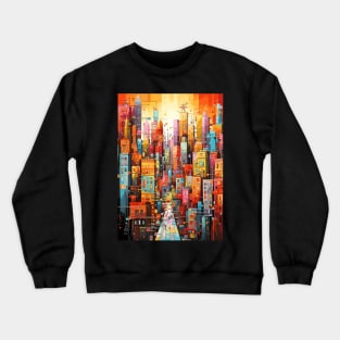 Colorful Dream World Cityscape Abstract Art Crewneck Sweatshirt